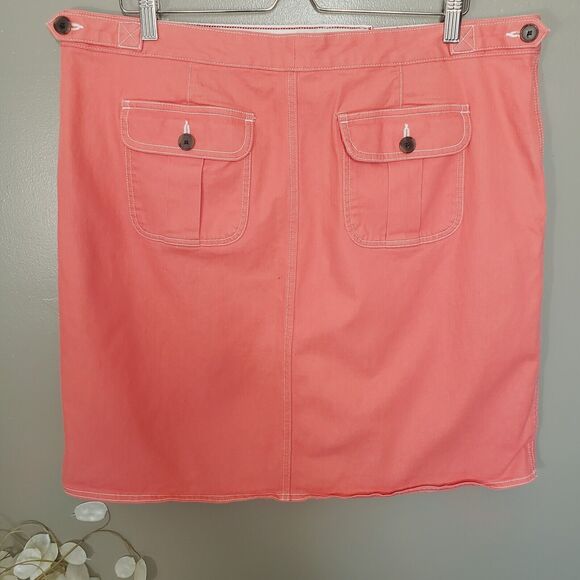 Lands End Skirt Womens Size 18 Pink Denim Straight Pockets Stretch Casual - Picture 2 of 11